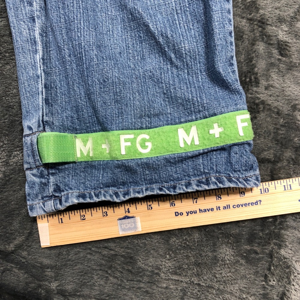 Marithe Francois Girbaud Mens Baggy Cargo Jeans Blue Denim 36 Logo Strap 90s Y2K - Picture 8 of 11